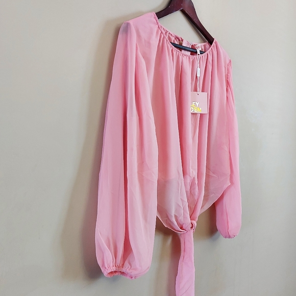 Leyden blouson sleeve and knotted waist blouse - Picture 3 of 8